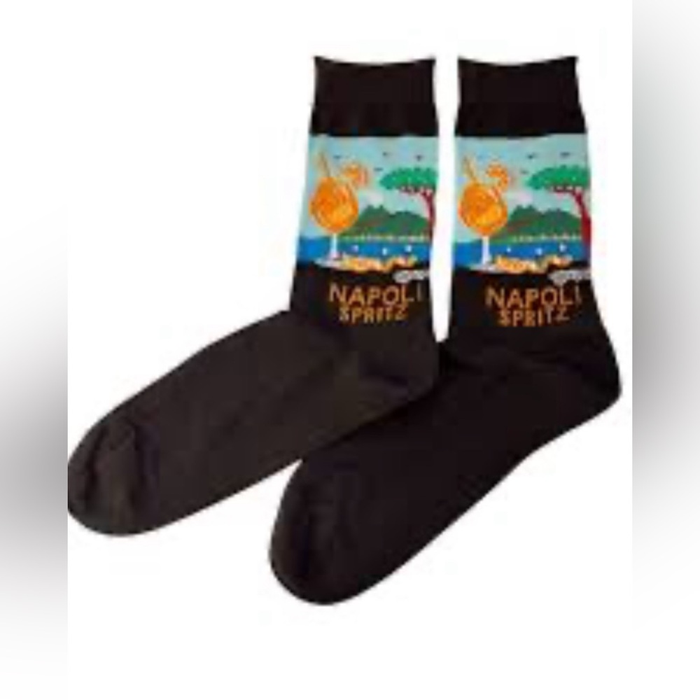 NWT MEIA MANIA Napoli Spritz Italy Novelty Socks Souvenir US Size Men 9-11 1/2